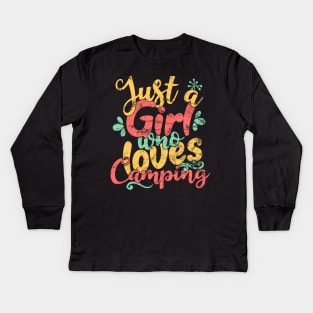 Just A Girl Who Loves Camping Gift graphic Kids Long Sleeve T-Shirt